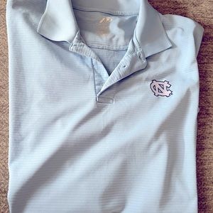 Mens UNC Chapel Hill Ribbed Polo Shirt. Carolina Blue. Size Large. Used.